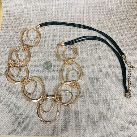 Jewelry - Copper Circles Leather Cord Necklace‎